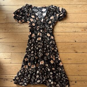 Ulla Johnson Floral Black and Cream Women's Dress